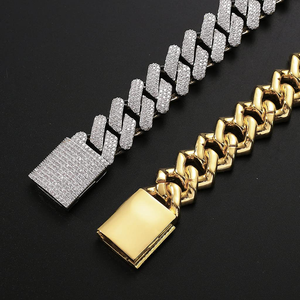20mm Hip Hop <b>Iced</b> <b>Out</b> Cuban Link <b>Chain</b> Necklace 14k Gold Plated Miami Bling Lab Diamond Luxury Choker Jewelry Gift Men - Product Image 3