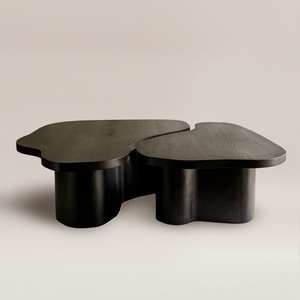 Elegante Juego de Mesas de Centro Encajables de Madera de Teca Sólida con Acabado Oscuro, Mesa de Centro Moderna y Orgánica para el Hogar y Hoteles - Product Image 4