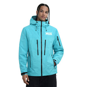 Chaqueta impermeable de lluvia azul marino de 3 capas, ligera, cortavientos, con bolsillos con cremallera, para hombre, a la moda y personalizada. - Product Image 1