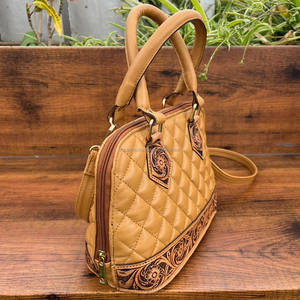 New Style Wholesale Custom Women's Fashion High Quality Hand Tooled <b>Quilted</b> Genuine Leather Crossbody Shoulder <b>Handbag</b> - Product Image 4