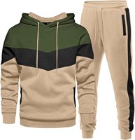 Ensemble de survêtement de sport pour homme, coupe-vent, avec veste à capuche et pantalon, color block, pour entraînement en extérieur