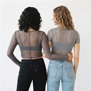 Casual Lightweight Sexy Transparent Crop <b>Top</b> Ladies <b>Women</b> Crew Neck Long Sleeve Crop <b>Top</b> Casual Lightweight Transparent <b>Tops</b> - Product Image 4