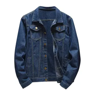 Stylish Custom Washed Blue <b>Denim</b> <b>Jacket</b> for <b>Men</b> Embroidered Motorcycle Classic Jean Outerwear - Product Image 1