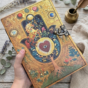 Grimorio de Cuero del Sagrado Corazón, Libro de Sombras Celestial con Mano de Hamsa, Diario Gótico Hecho a Mano, Regalo Vintage - Product Image 6