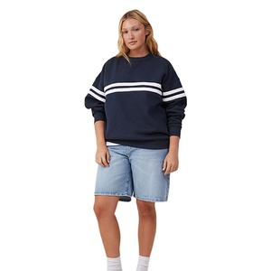 Wholesale Plus Size Women's Drop Shoulder Oversize Custom Knitted Front Logo Position Formal Winter Heavyweight Sweatshirts - Product Image 2