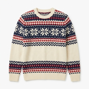Pull ras du cou en coton jacquard Fair Isle pour homme, motif coloré nordique, respirant, chaud, tricot décontracté, OEM ODM, vente en gros, usine, logo personnalisé - Product Image 2