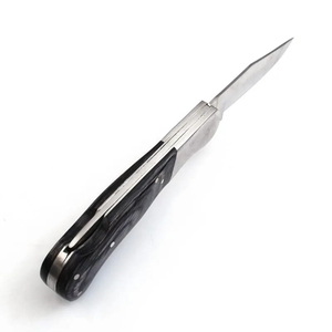 Cuchillo Plegable de Acero de Damasco con Hoja de 0.5mm de Grosor, Punta Caída, Mango de Madera, Perilla para el Pulgar, 6.7 Pulgadas de Longitud Total, 3 Años de Garantía - Product Image 1