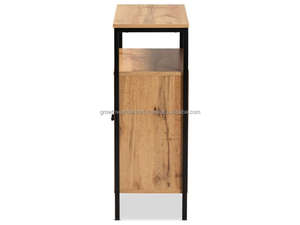 Mueble de Almacenamiento Industrial de Madera de Mango con Estructura Metálica, Aparador Rústico de Doble Puerta, Consola Moderna para Sala de Estar, Almacén o Entrada - Product Image 4