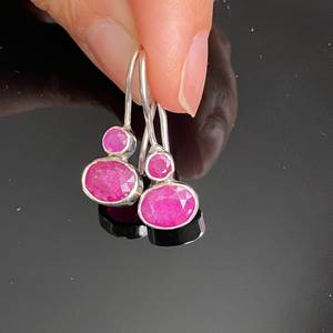Pendientes Colgantes de Plata de Ley 925 con Rubí, Forma Ovalada, Joyería Hecha a Mano, Regalo de Piedra de Nacimiento de Julio para Mujer, Regalo de Navidad - Product Image 1