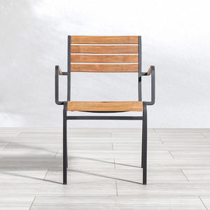 เก้าอี้รับประทานอาหารไม้สักพรีเมียมพร้อมโครงอะลูมิเนียมเคลือบผิวทนทานสำหรับโครงการเฟอร์นิเจอร์รีสอร์ทกลางแจ้งและธุรกิจบริการหรือขายปลีก - Product Image 1