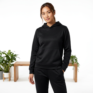 Ensemble de survêtement unisexe noir à capuche, manches longues, couleur unie, sweat-shirt et pantalon en coton, vêtements décontractés d'automne, taille adulte - Product Image 4