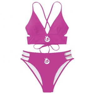 Femmes tendance chaude 2025 V coupe Bikini personnalisé couleur unie maillots de bain en gros maillots de bain Sublimation mode Bikini - Product Image 6