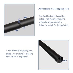 Regolabile 28 "-48" asta di tenda nera singola finestra nera dimensioni regolabili 28 "-48" nero - Product Image 3