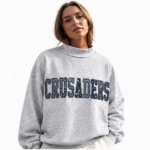 Sudadera de cuello alto extragrande para mujer Crusaders, con estampado de letras, de algodón tejido, manga larga, estilo casual de otoño para la calle - Product Image 4