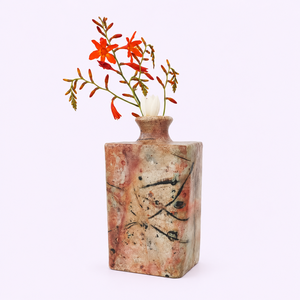 Vase à fleurs rectangulaire en céramique artisanale, finition mate mouchetée, style moderne et minimaliste, pour table, anniversaire, mariage, petit modèle - Product Image 1