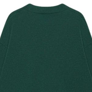 Cardigan en tricot vert forêt pour homme avec broderie, col en V boutonné, doux et chaud, style décontracté streetwear - Product Image 4