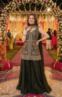 Ensemble Sharara en Georgette Brodé pour Femme, Style Ethnique, avec Ceinture Broderie, Tenue de Soirée Chic, Robe de Mariée Indienne – Vente en Gros