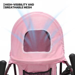 Poussette pour chien TH-PPS-095 à la mode avec large cabine housse de pluie et revêtement en maille respirante - Product Image 3