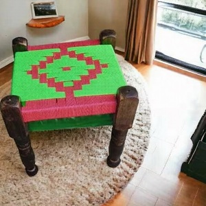 Ecowoodies New Minimalist Design Space-Saving Apartment-Friendly <b>Portable</b> Wooden Ottoman Peeda <b>Stool</b> Living Room Foot <b>Stool</b> Park - Product Image 3