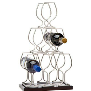 Metal Wine Bottle Carrier With Wooden Handle Antique Style Minimalist Design For Home Decor Handmade Iron Wine <b>Racks</b> - Product Image 4