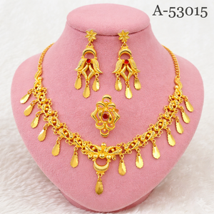 Parures de bijoux pour femmes plaquées or 24 carats, collier et bracelet à chaîne maille forçat avec breloques, pierres de zircon tendance, anniversaire - Product Image 2