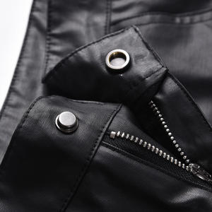 Pantalones de Hombre de Cintura Media, Corte Acampanado, Negros, de Poliéster, Casuales, con Bolsillos Laterales, Cierre de Botón, Antiarrugas, Peso Medio, para Otoño - Product Image 6