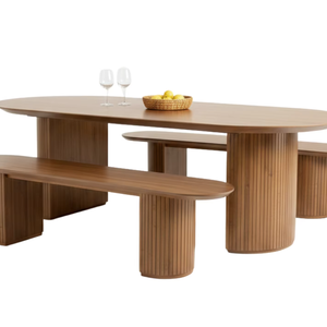 โต๊ะอาหารไม้สักแท้ยาร่า สไตล์สแกนดิเนเวียน โมเดิร์น มินิมอล ผลิตด้วยมือ เฟอร์นิเจอร์หรูหราสำหรับใช้ภายในและภายนอกอาคาร - Product Image 1