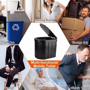 Portable Folding Toilet with Lid for Adults Carry Bag and 1 Roll Garbage Bags for Camping - Product Image 3