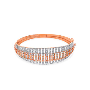 Elegant 14K Rose Gold and Lab Grown Diamond Triple-Row Women's <b>Bangle</b> <b>Bracelet</b> - Product Image 1