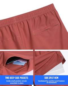 Shorts de sport pour hommes, personnalisables, en coton uni, taille élastique, avec grandes poches, pour l'été, la plage et les loisirs - Product Image 3