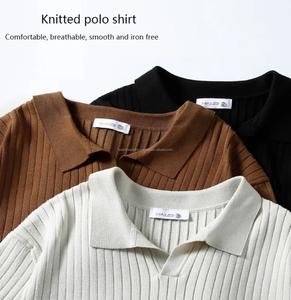 Polo de Manga Corta a Rayas de Alta Calidad para Hombre, Corte Ajustado, Ropa Casual Personalizada a Bajo Precio - Product Image 3