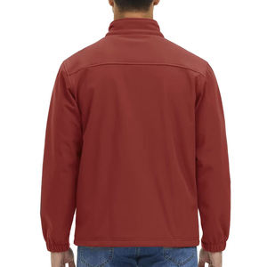 Men's <b>Red</b> Fleece <b>Jacket</b> Stand Collar Zipper Closure Windproof Casual Autumn Outdoor Wear Regular Fit Solid Color - Product Image 3