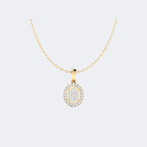 Collier pendentif de luxe en or 10 carats avec halo ovale de diamants de laboratoire taille princesse 0,65 carat total - Product Image 1