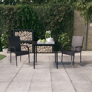 Set da Pranzo da Giardino in Rattan PE Nero e Acciaio Verniciato a Polvere con Vetro - Product Image 1
