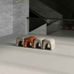 Banco de Travertino Rojo y Beige, Asiento Moderno de Piedra para Entrada o Sala de Estar, Mueble Interior Elegante y Duradero - Product Image 3