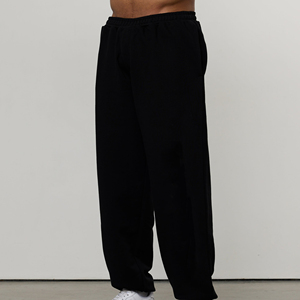 Pantalon de survêtement en coton noir pour homme, taille élastique, décontracté, avec poches, coupe droite, pour l'automne - Product Image 5
