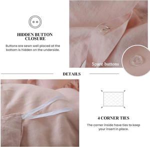 Linen Duvet Cover Set Soft and Breathable 5 pcs 1 Duvet Cover 1 <b>Flat</b> 1 Fitted Sheet 2 <b>pillow</b> cases Sets - Product Image 3