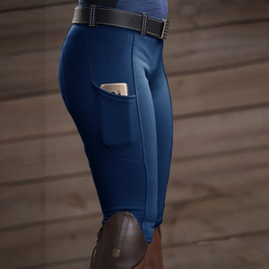 Cuissardes d'équitation pour femmes, taille haute, coupe ajustée, en similicuir respirant, avec fermeture à boutons-pression et patchs aux genoux, pour l'entraînement équestre - Product Image 6