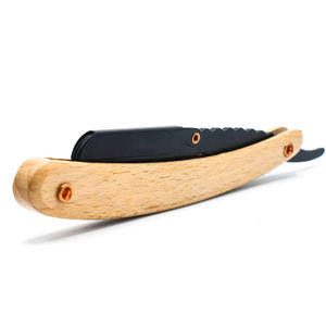 Navaja de Barbero Profesional Hecha a Medida con Doble Hoja Afilada, Nuevo Modelo, Mango de Madera para Salón - Product Image 4