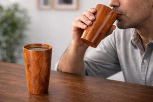 Verre à boire en bois fait main, tasse à eau en bois naturel, écologique, pour thé, café, jus, vente en gros - Product Image 3