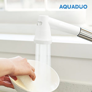 Robinet de cuisine moderne AQUADUO avec douchette extractible, levier unique, valve en céramique, en plastique, fixation murale, design minimaliste - Product Image 6