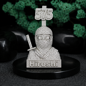 สร้อยคอจี้นินจา Hiroshi 575 ประดับเพชรโมอิสซาไนต์ทรงบริลเลียนท์ เงินแท้ 925 สไตล์ฮิปฮอป ของขวัญสำหรับผู้ชาย งานฝังเพชรแบบไมโคร - Product Image 4