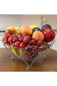 Corbeille à fruits moderne en acier inoxydable pour comptoir de cuisine avec structure élégante en fil métallique et design respirant pour le rangement des fruits - Product Image 5