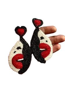 Bead Embroidery Stylish <b>Post</b> Style Drop <b>Earrings</b> Daily Life Fashion Accessory for Anniversary - Product Image 1