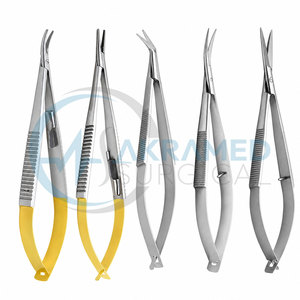 Ensemble d'instruments ophtalmiques Castroviejo TC, ciseaux Noyes, porte-aiguille, usage vétérinaire, réutilisable, manuel, certifié CE - Product Image 2