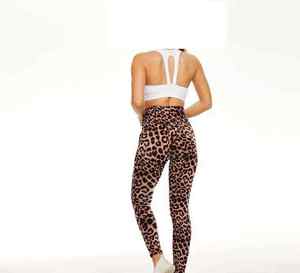 Leggings de Cintura Alta con Estampado de Leopardo para Mujer, con Bolsillos, Tejidos en Spandex y Poliéster Elástico, Casuales, para Todas las Temporadas - Product Image 4