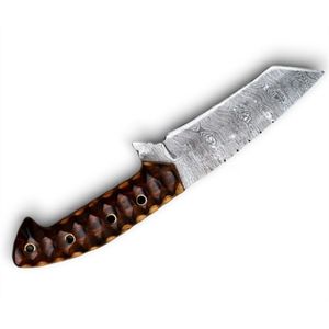 Cuchillos Tanto de Caza de Acero de Damasco Hechos a Mano para Supervivencia al Aire Libre y Camping, Cuchillos de Hoja Fija con Geometría de Hoja y Mango Distintivos - Product Image 4