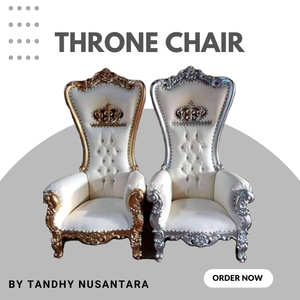 Chaises King en bois de luxe de qualité supérieure Chaises Trône Or et Argent Usine Directe pour Hôtel Meubles De Mariage et D'événement - Product Image 3