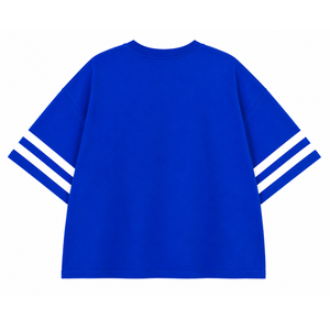 เสื้อยืดผู้หญิง Zeta Phi Beta ประดับเพชร ลายกรีก สีน้ำเงินขาว คอกลม แขนลายทาง ทรงหลวม พิมพ์ลายกราฟิก - Product Image 4