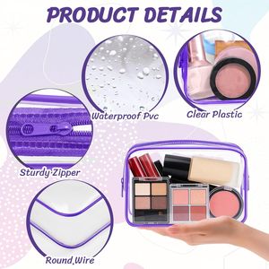 Clear Cosmetic <b>Bag</b> Waterproof <b>Transparent</b> <b>Makeup</b> <b>Bag</b> Travel Toiletry Organizer for Women and Men Cosmetic Storage Pouc - Product Image 2